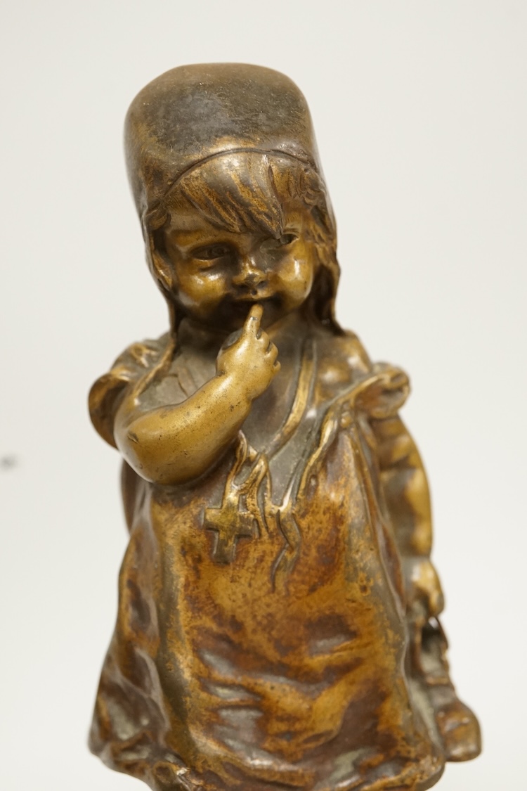Juan Clara, a figure of a girl on a stool, 21.5cm high